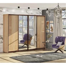 Sliding wardrobe 3.8 m "chipboard" four doors with mirror